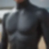 A detailed view of a well-maintained used wetsuit