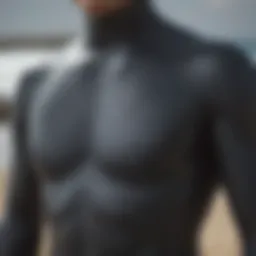 A detailed view of a well-maintained used wetsuit