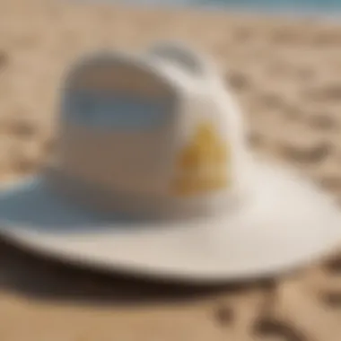 Stylish Adidas beach hat on a sandy beach