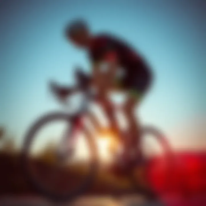 A cyclist demonstrating advanced techniques using a bike manual trainer.