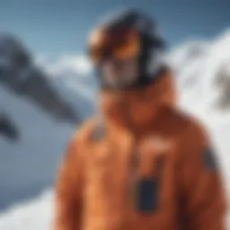 Stylish snowboard jacket displayed on a snowy mountain backdrop