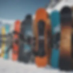 A diverse range of affordable snowboards lined up for selection.