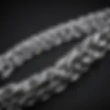 Close-up of a luxurious white gold Cuban chain necklace