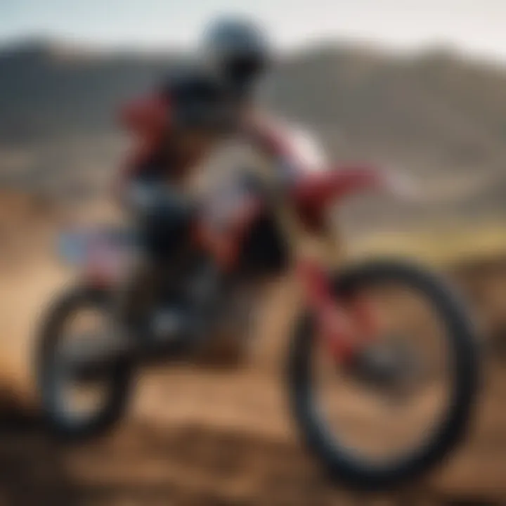 Close-up of advanced motocross bike technology and design.