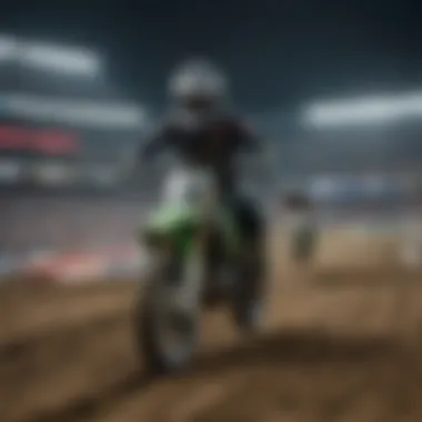 A passionate Supercross crowd cheering in a stadium.