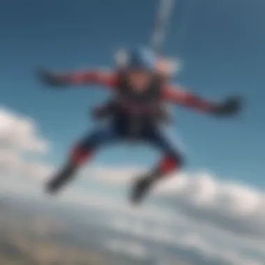 Anchored Performance in Skydiving A skydiver mid-air, embodying the essence of anchored performance in extreme sports