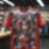 Vibrant array of anime print shirts displayed in a trendy boutique