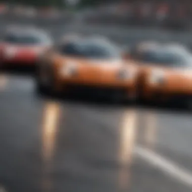 Close-up of race cars speeding on the Austin Grand Prix Circuit