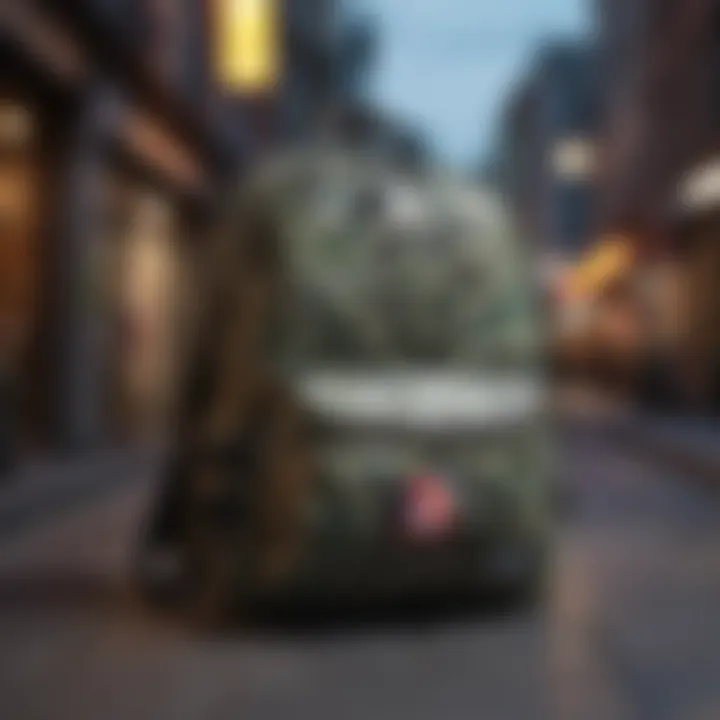 BAPE backpack in an urban setting