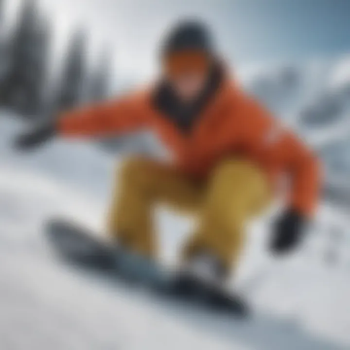 A beginner snowboarder enjoying their first ride down the slope.