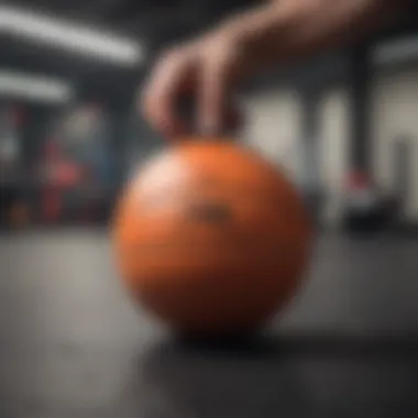 Individual performing a medicine ball twist in a gym setting