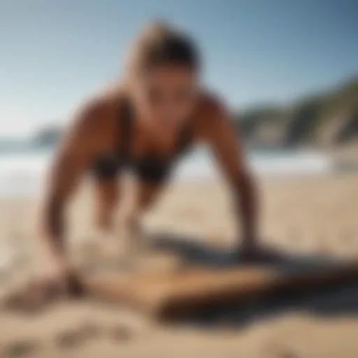 Athlete engaging in a plank exercise on a beach