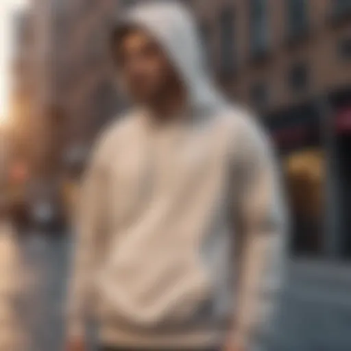 Stylish beige Nike hoodie displayed with urban backdrop