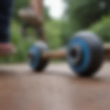 Ceramic longboard bearings mounted on a deck showcasing performance