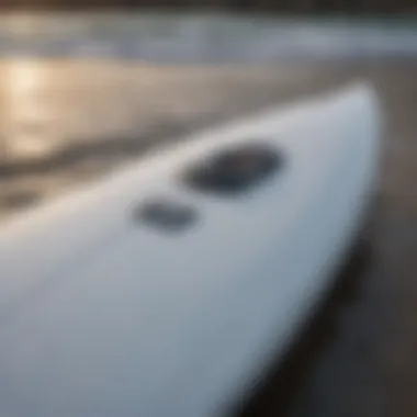 Close-up view of a high-performance electric surfboard's technical features