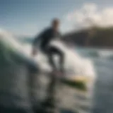 A thrilling rider gliding across waves on an electric surfboard