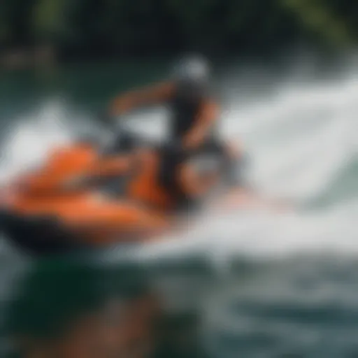 Jet ski performing a tow surf for an adrenaline rush
