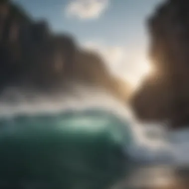 Dynamic Surf at Honduras' Rocky Coastline Waves crashing against rocky cliffs in Honduras