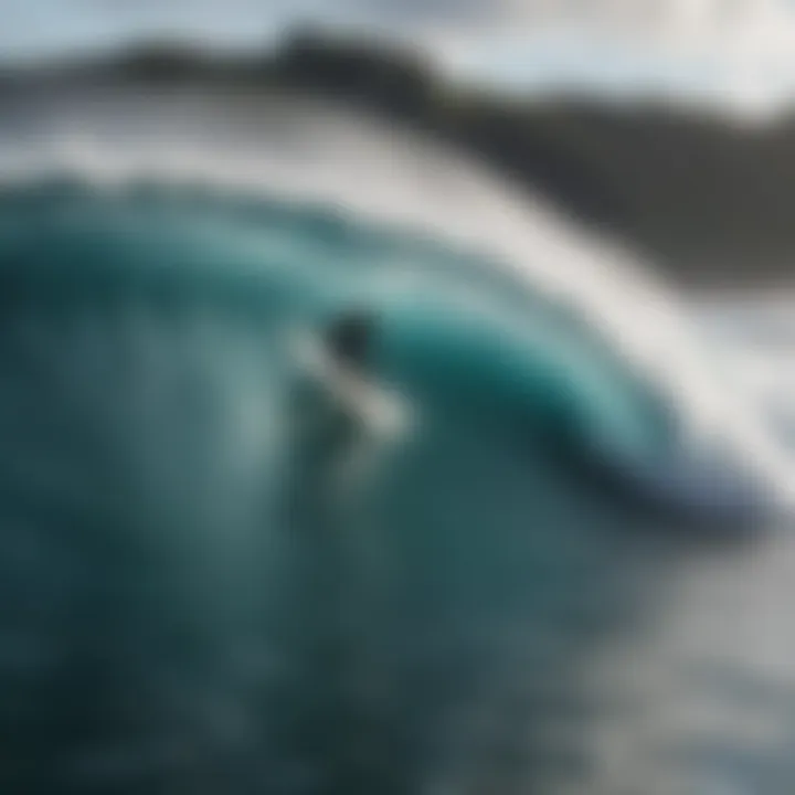 Riders catching waves at a famous surf spot