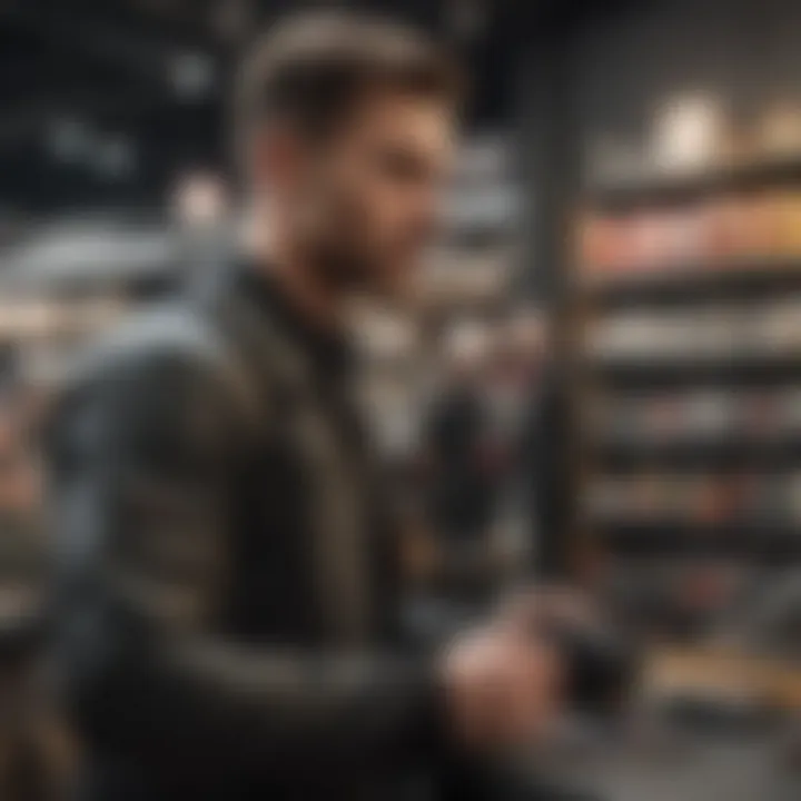 Customer interacting with knowledgeable staff in-store