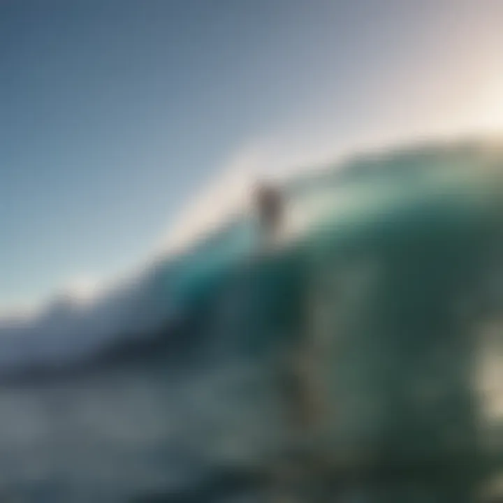 Thrilling surfers riding waves at Byron Bay