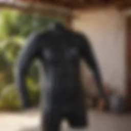 Wetsuit hanging to dry under natural sunlight