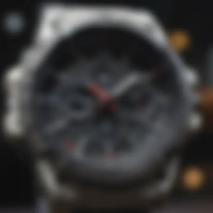 Close-up of G Shock Solar watch features and buttons