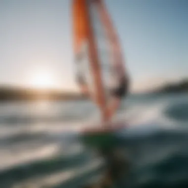 Techniques of foilboard windsurfing demonstrated on the water