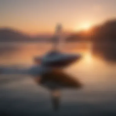 Tranquil Moment in Fone Wing Foiling A serene sunset backdrop featuring a Fone Wing Foil boarder