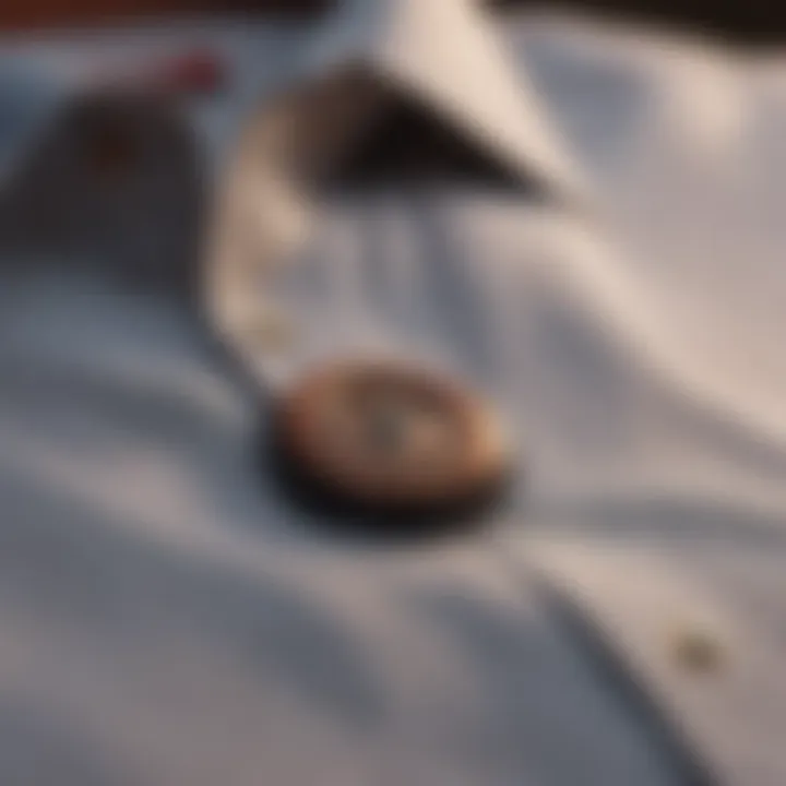 Close-up of button details on a classic shirt