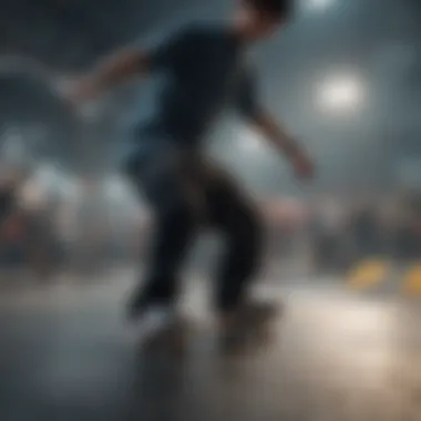 Enhanced Safety in Action Skateboarder wearing pads during performance