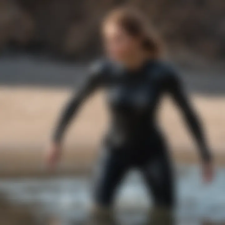 Athlete demonstrating the comfort and fit of a wetsuit in action