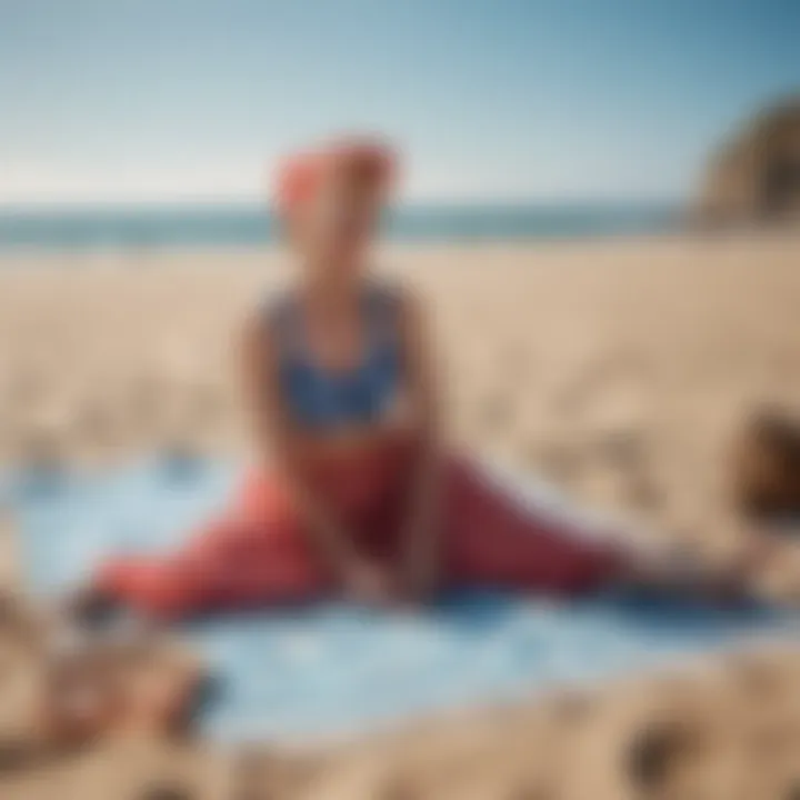 A beach scene featuring the I Love Lucy beach towel laid out.