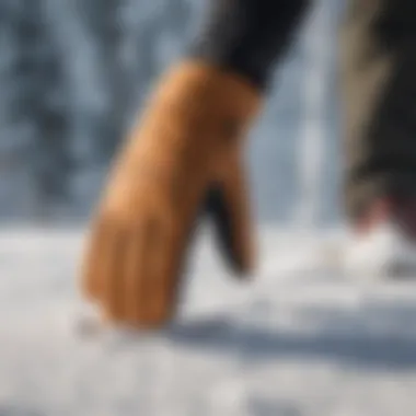 Dakine Scout Mittens in Action: Snowboarding Adventure A dynamic action shot of Dakine Scout Mittens being used in a snowy environment during snowboarding