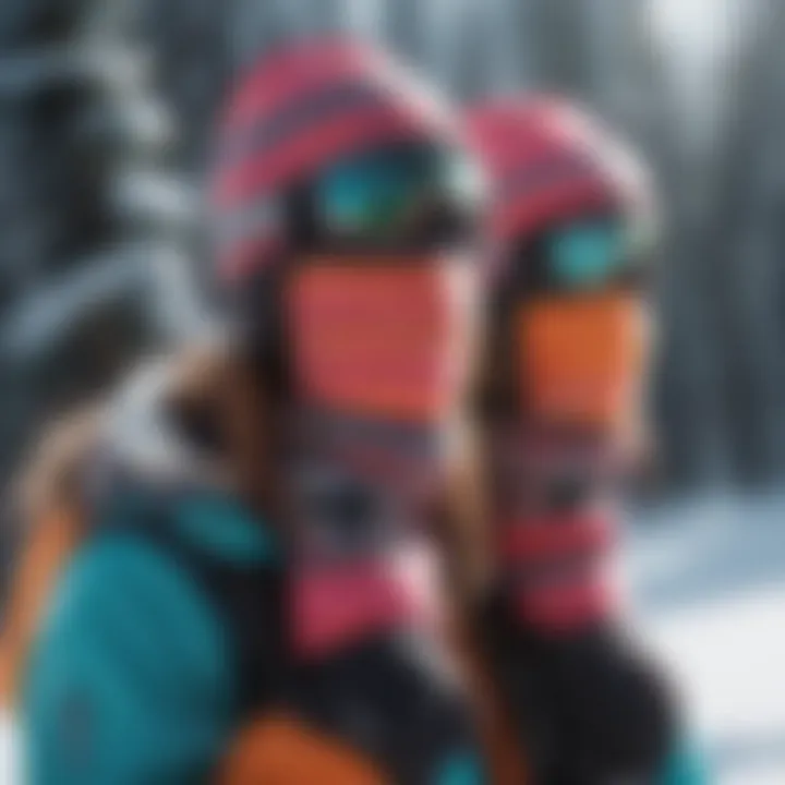 Stylish Dakine ski mittens showcasing their vibrant design