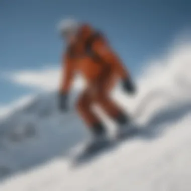 An individual riding a snowboard down a slope demonstrating technique and control