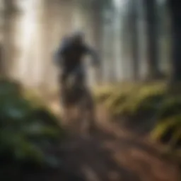 Mountain biker navigating a challenging trail