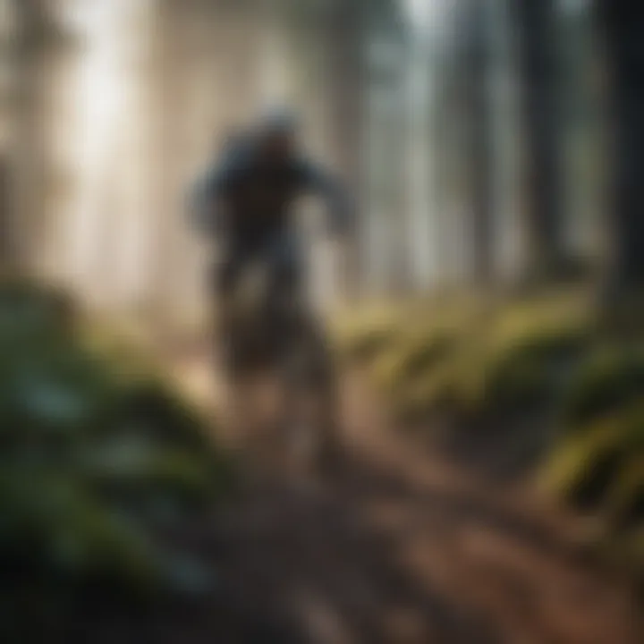 Mountain biker navigating a challenging trail