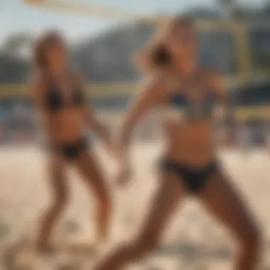 Vibrant beach volleyball match in action