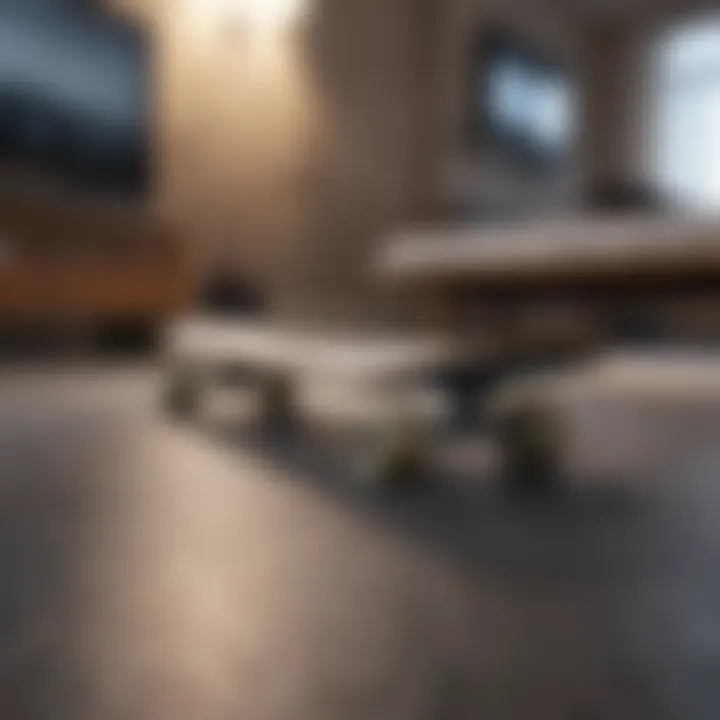 Minimalist skateboard display with clean lines