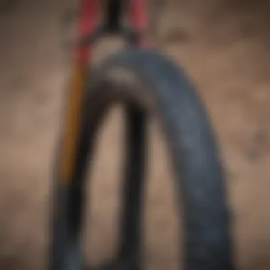 Close-up of downhill bike tires designed for grip and stability