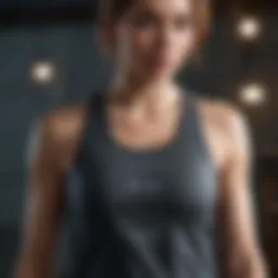 A dynamic view of an edgy tank top featuring bold graphics.