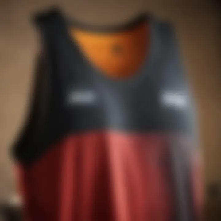 Close-up of the material used in extreme sports tank tops.