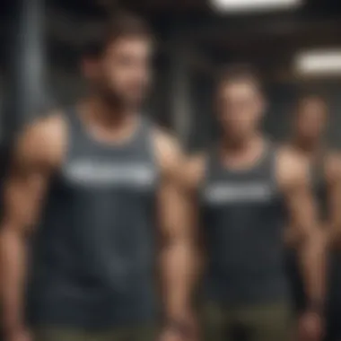 A group of extreme sports enthusiasts wearing various edgy tank tops.