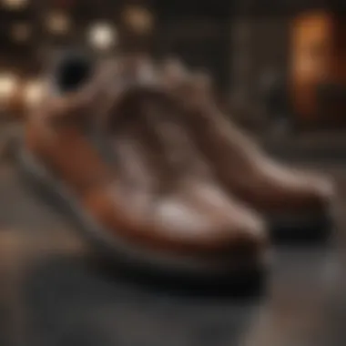 Technical Aspects of Berle's Footwear Detailed view of the technical features of Berle's shoes on a textured surface.