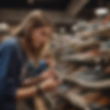 Youth Engaging with Customers A sixteen-year-old assisting a customer in a shoe store