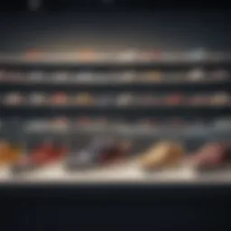 A vibrant display of various shoe styles in a retail store