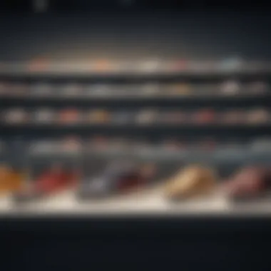 A vibrant display of various shoe styles in a retail store