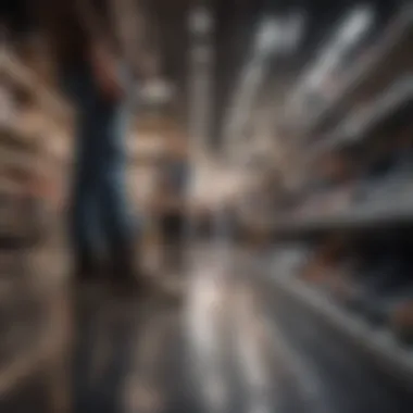 A group of young employees discussing shoe products in a store