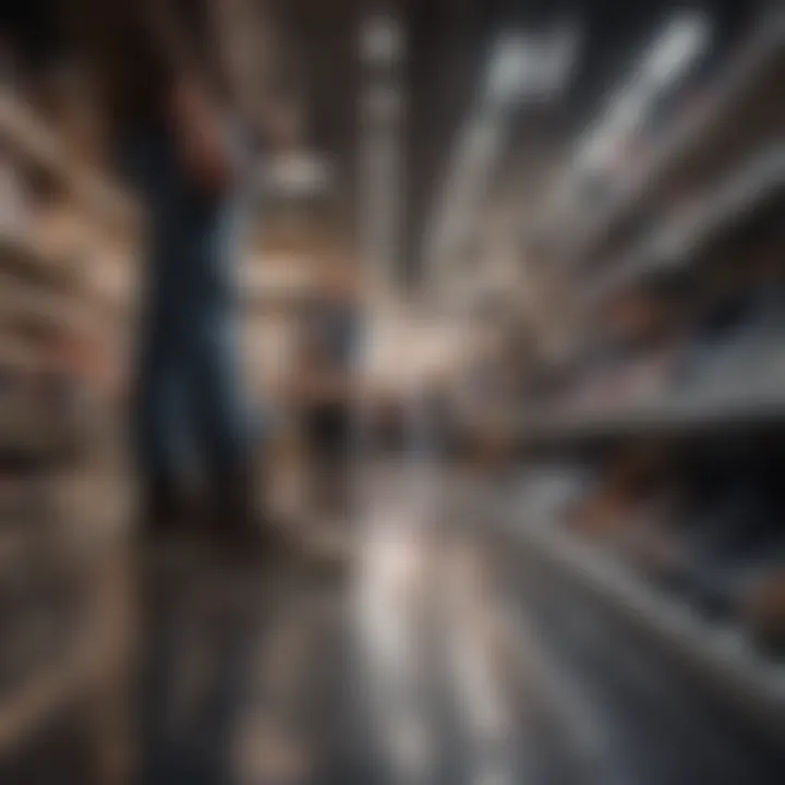 A group of young employees discussing shoe products in a store